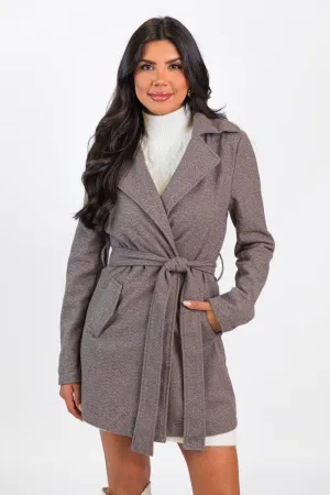 All To Give Brown Herringbone Wool Blend Coat FINAL SALE