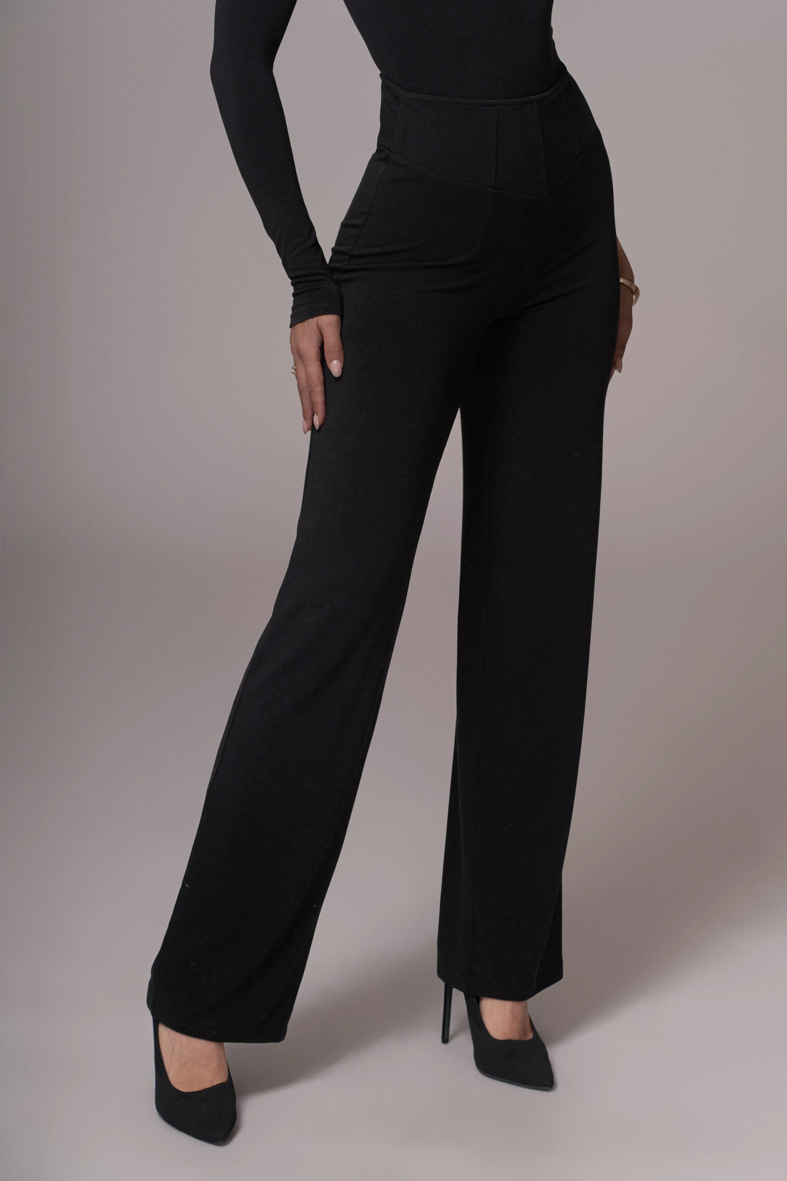 Black Effortless High Waist Pants