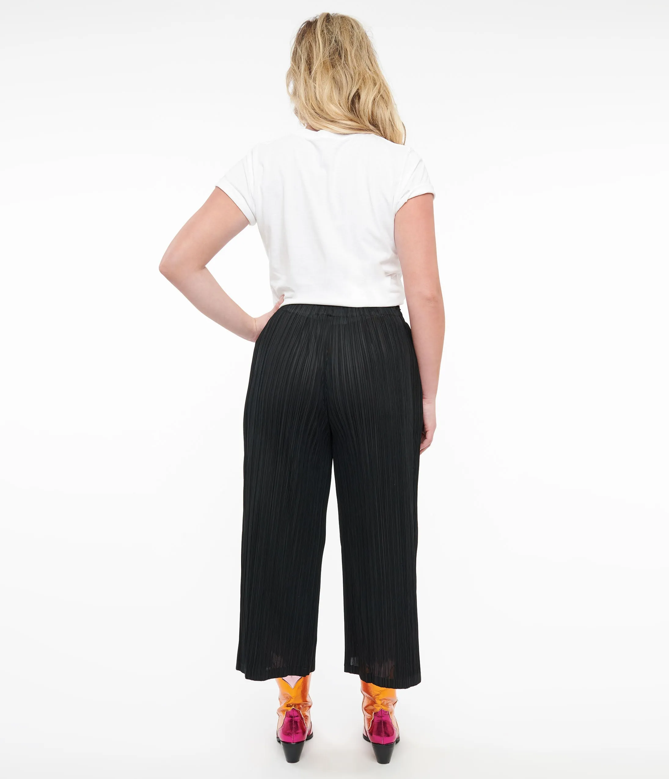 Black Pleated Cropped Pants