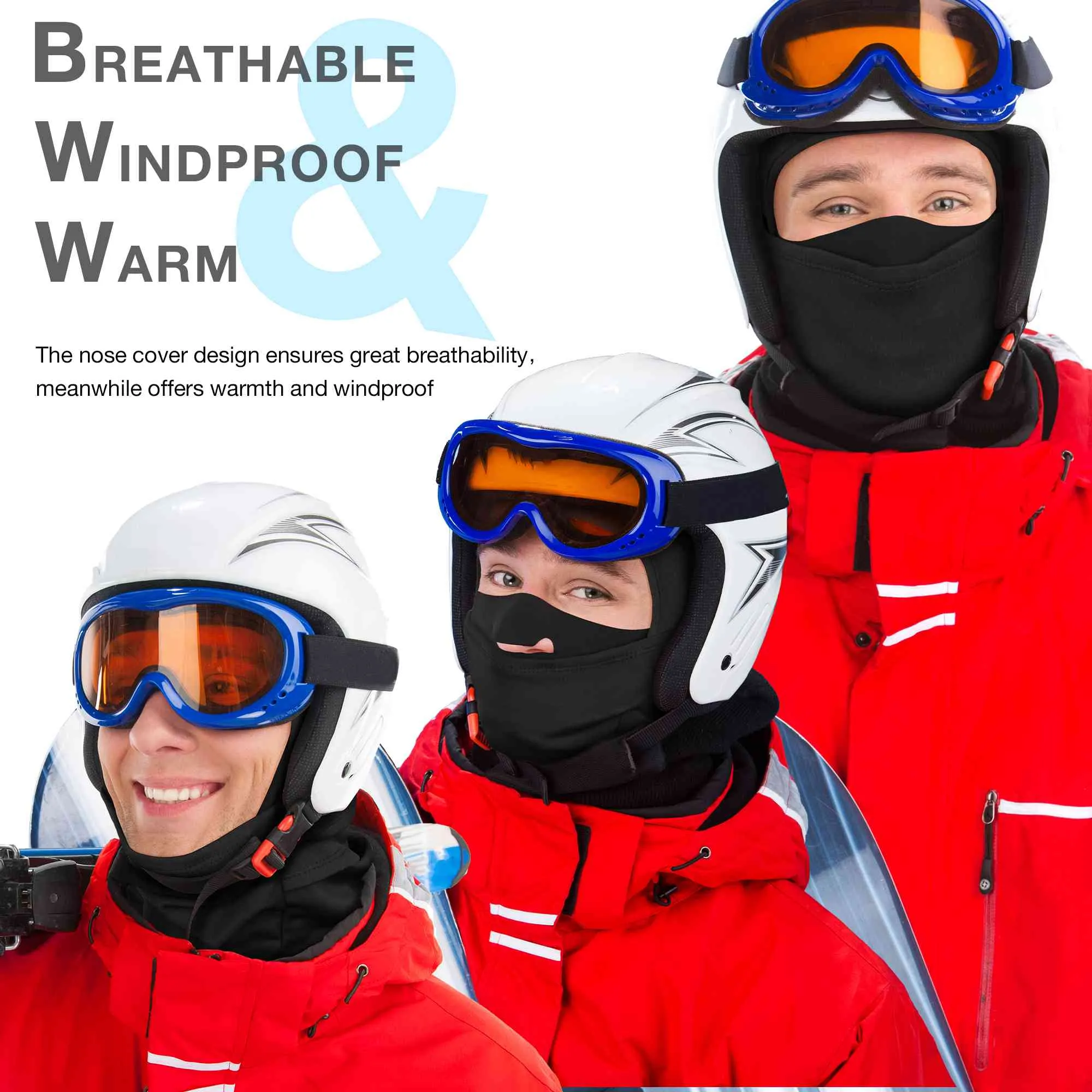 Botack Ski Mask for Men Women, Nose Opening Breathable Warm Balaclava Face Mask Windproof for Skiing Snowboarding Cycling