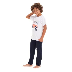 Boys summer pajama set Car t-shirt  Dark blue pants