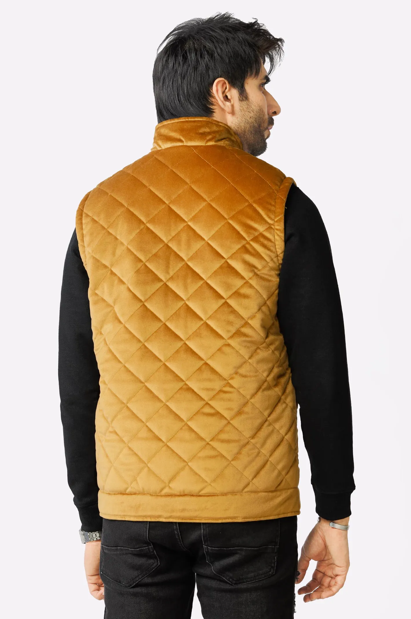 Brown Quilted Vest for Mens