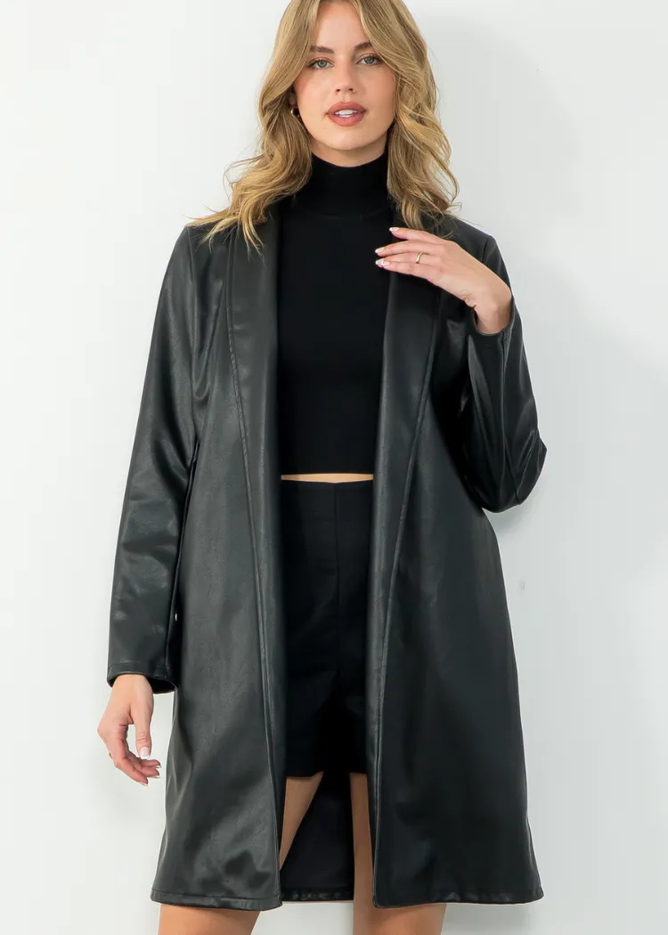 Camilla Leather Coat - Black