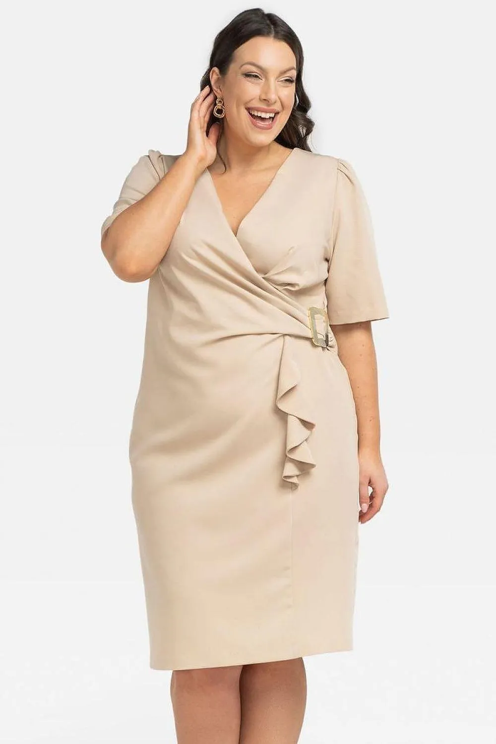 Chic Ruffled Plus Size Marga Pencil Dress