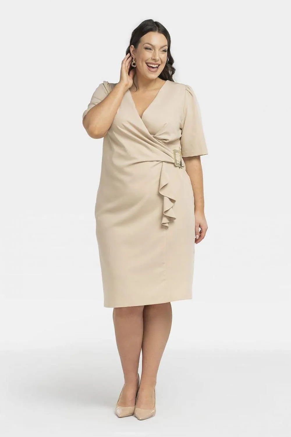 Chic Ruffled Plus Size Marga Pencil Dress