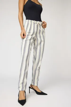 Coastal White and Navy Stripe Pants