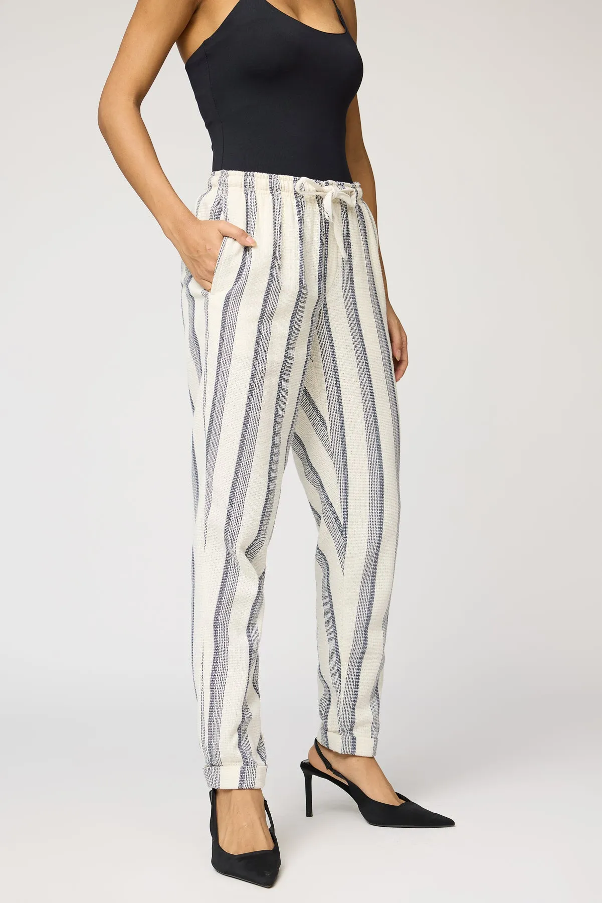 Coastal White and Navy Stripe Pants