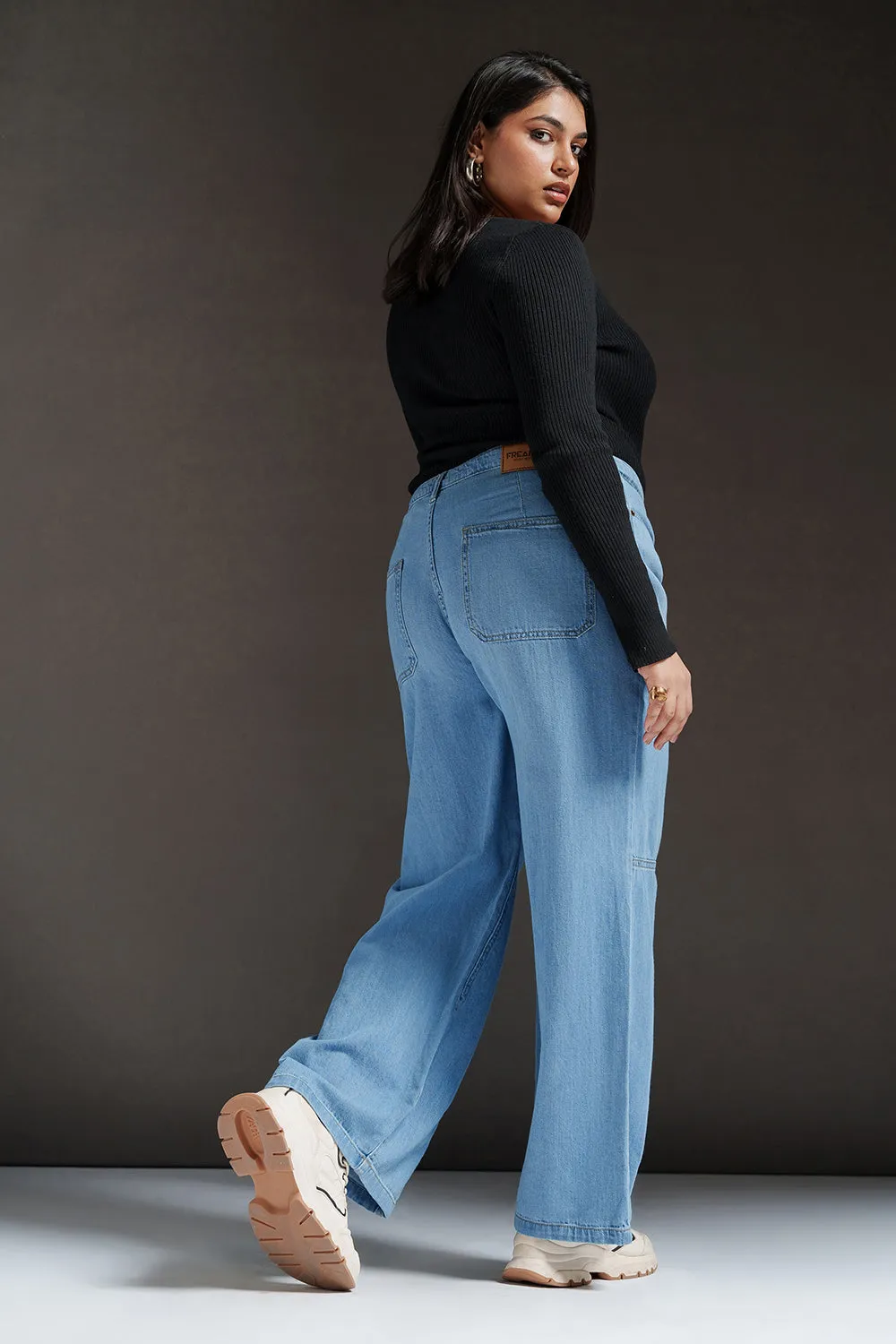 Cool Current Constructed Curve Denim Korean Pants