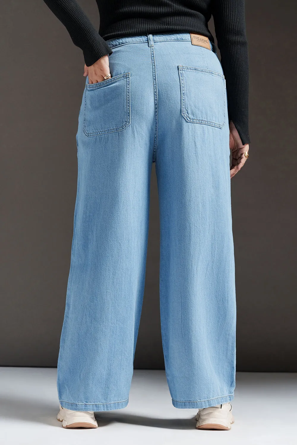 Cool Current Constructed Curve Denim Korean Pants