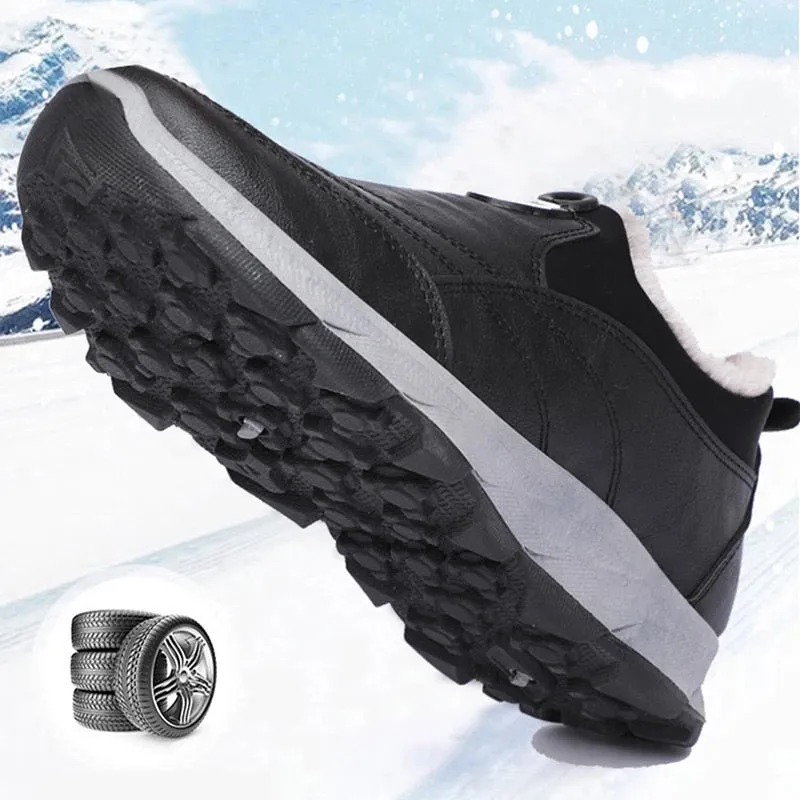 Cuzcare Orthopedic Snow Boots For Men Plush Slip-on Winter Shoes