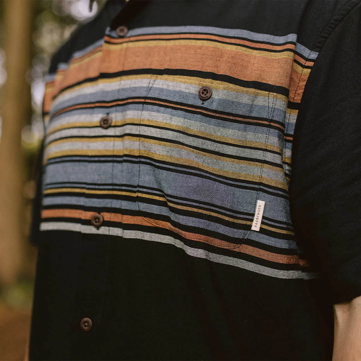 Ebb Organic Cotton Short Sleeve Shirt - Black Stripe