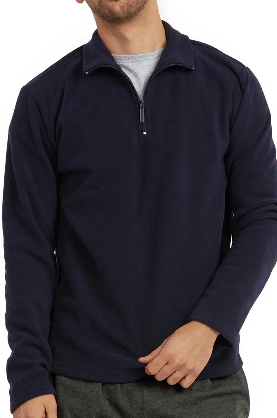 ET TU MEN'S POLAR FLEECE QUARTER PULLOVER (PF1000E_NAVY)