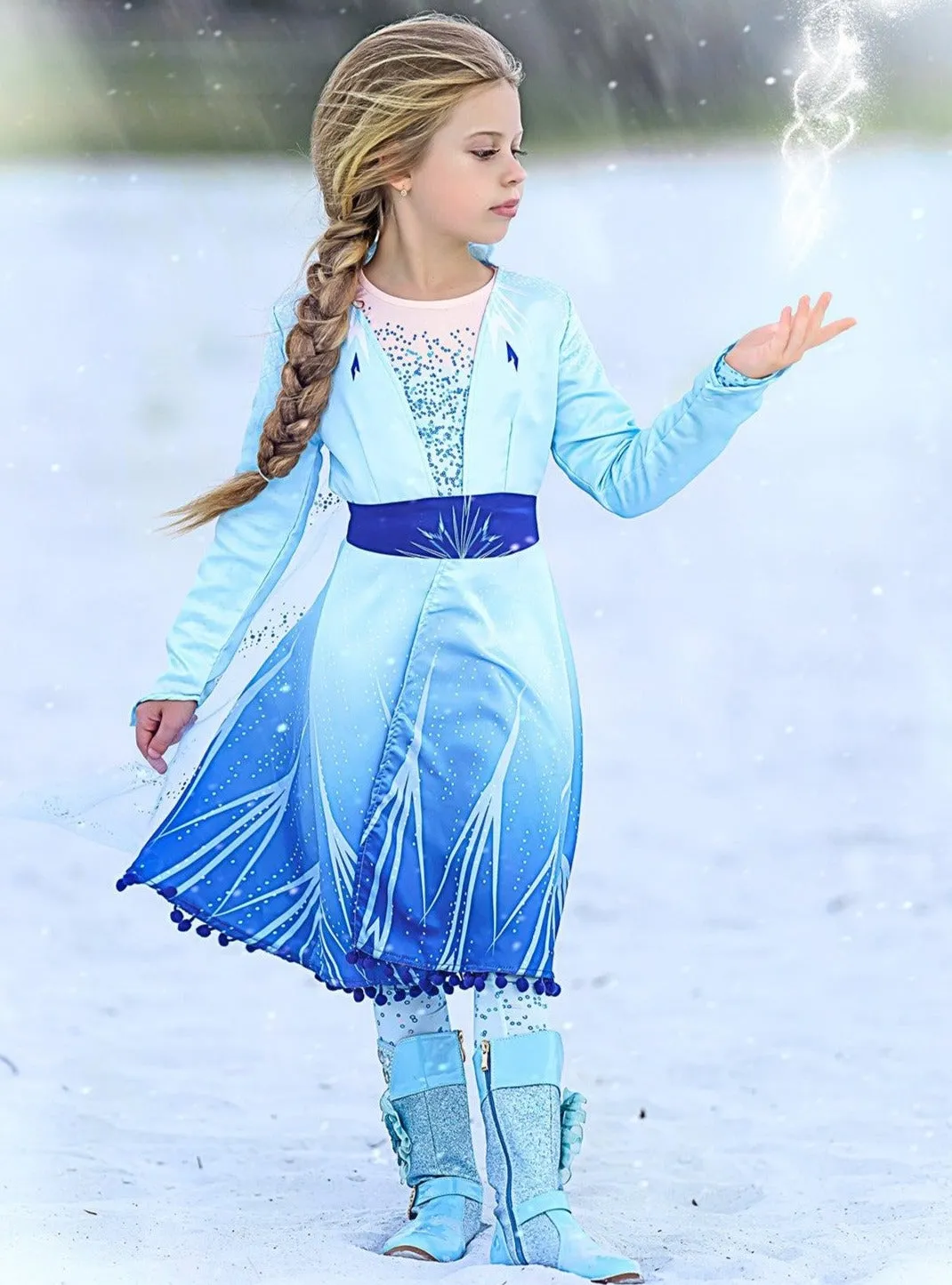 Girls Snow Queen Sparkle Costume Dress