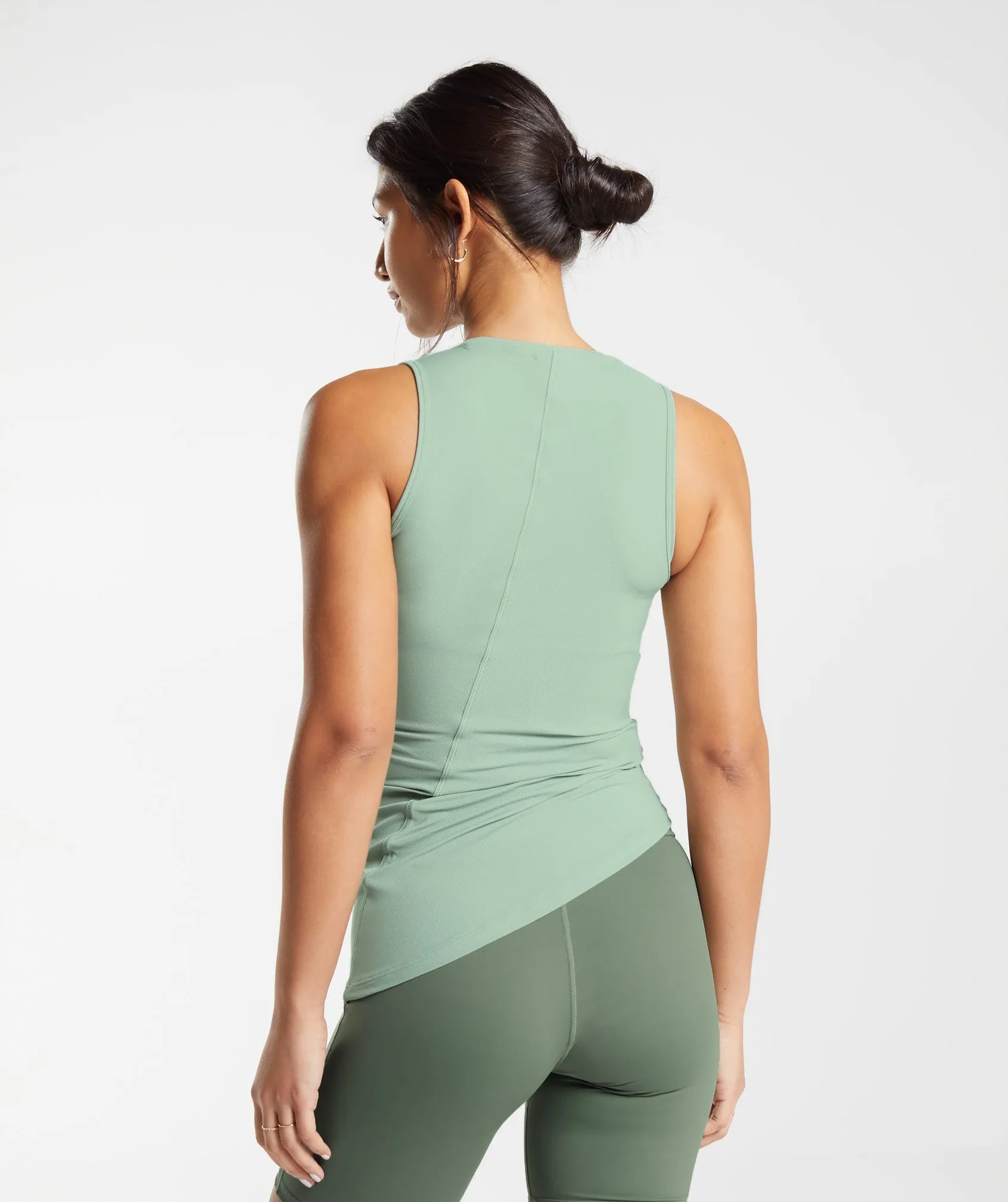 Gymshark Elevate Asymmetric Tank - Desert Sage Green