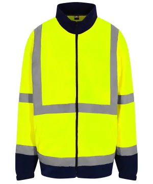 High visibility full-zip fleece | HV Yellow/Navy