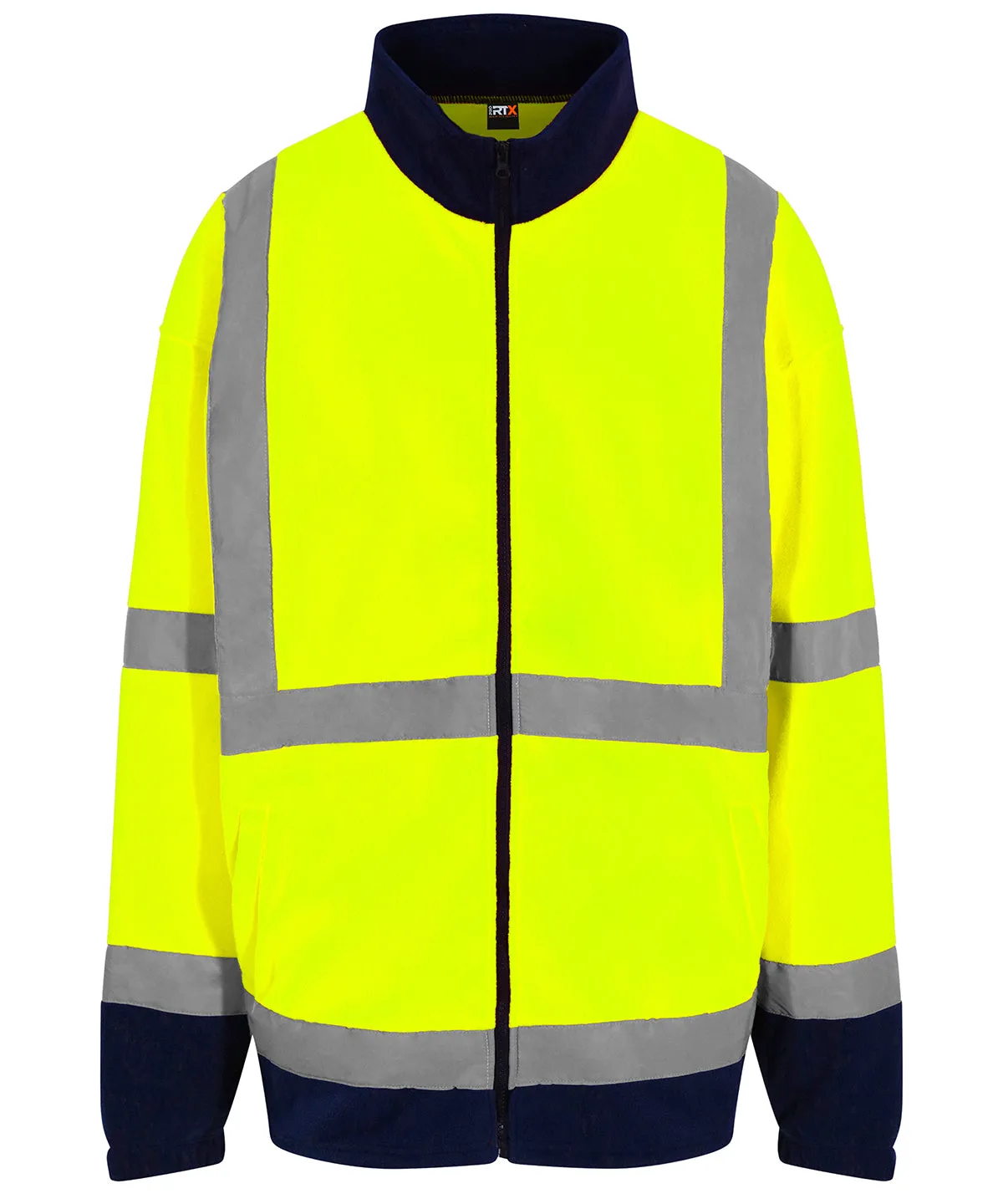 High visibility full-zip fleece | HV Yellow/Navy