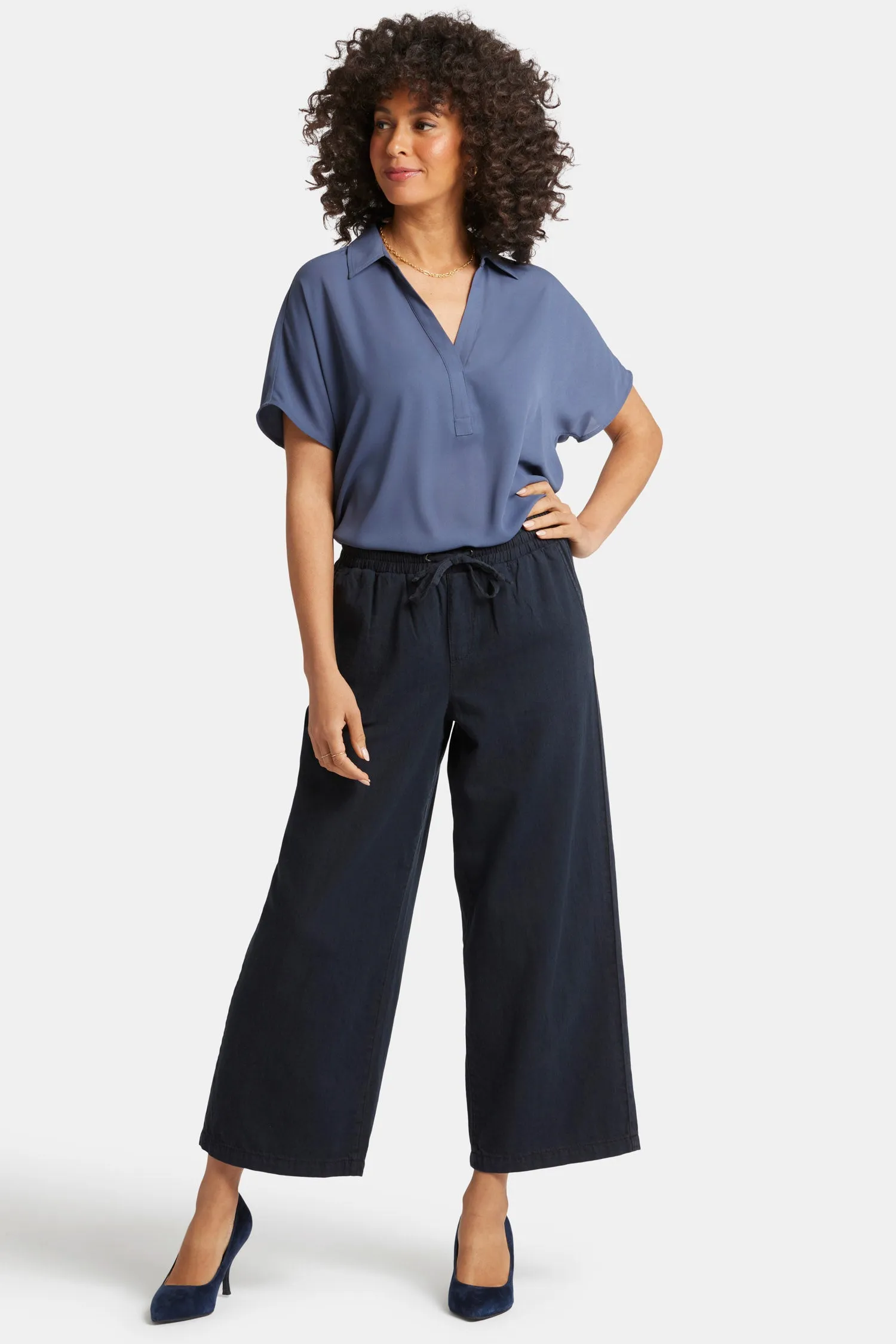 Jayne Pull-On Wide Leg Ankle Pants - Overdye Black