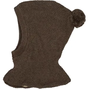 Knitted Balaclava Pomi - brown melange