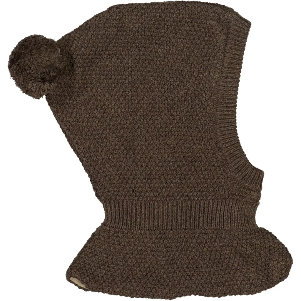 Knitted Balaclava Pomi - brown melange