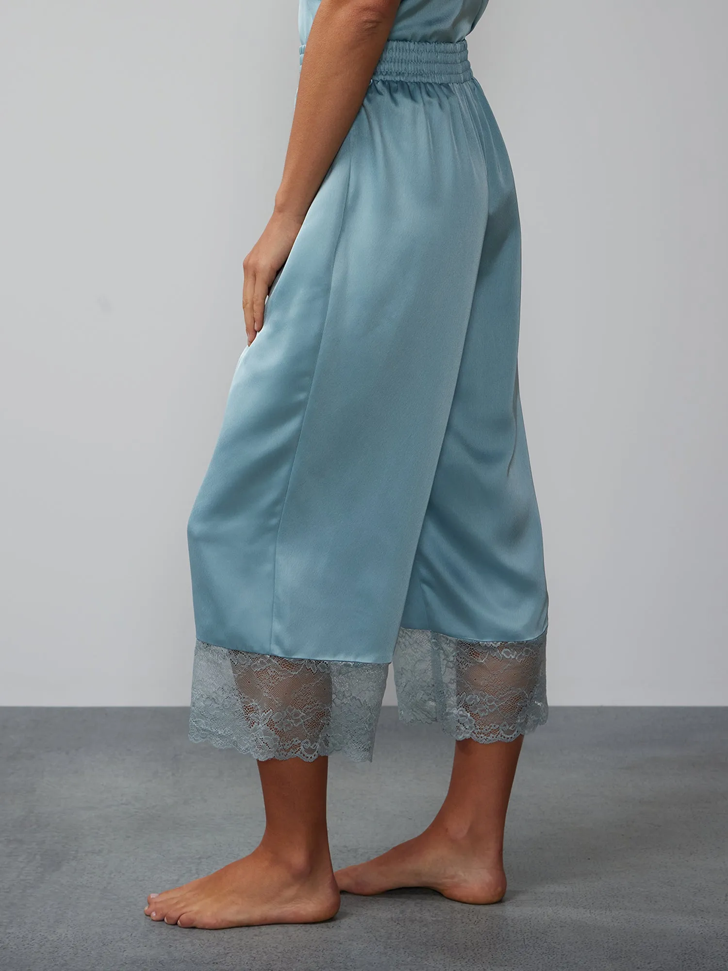 Lace Hem Wide Leg Pajama Pant