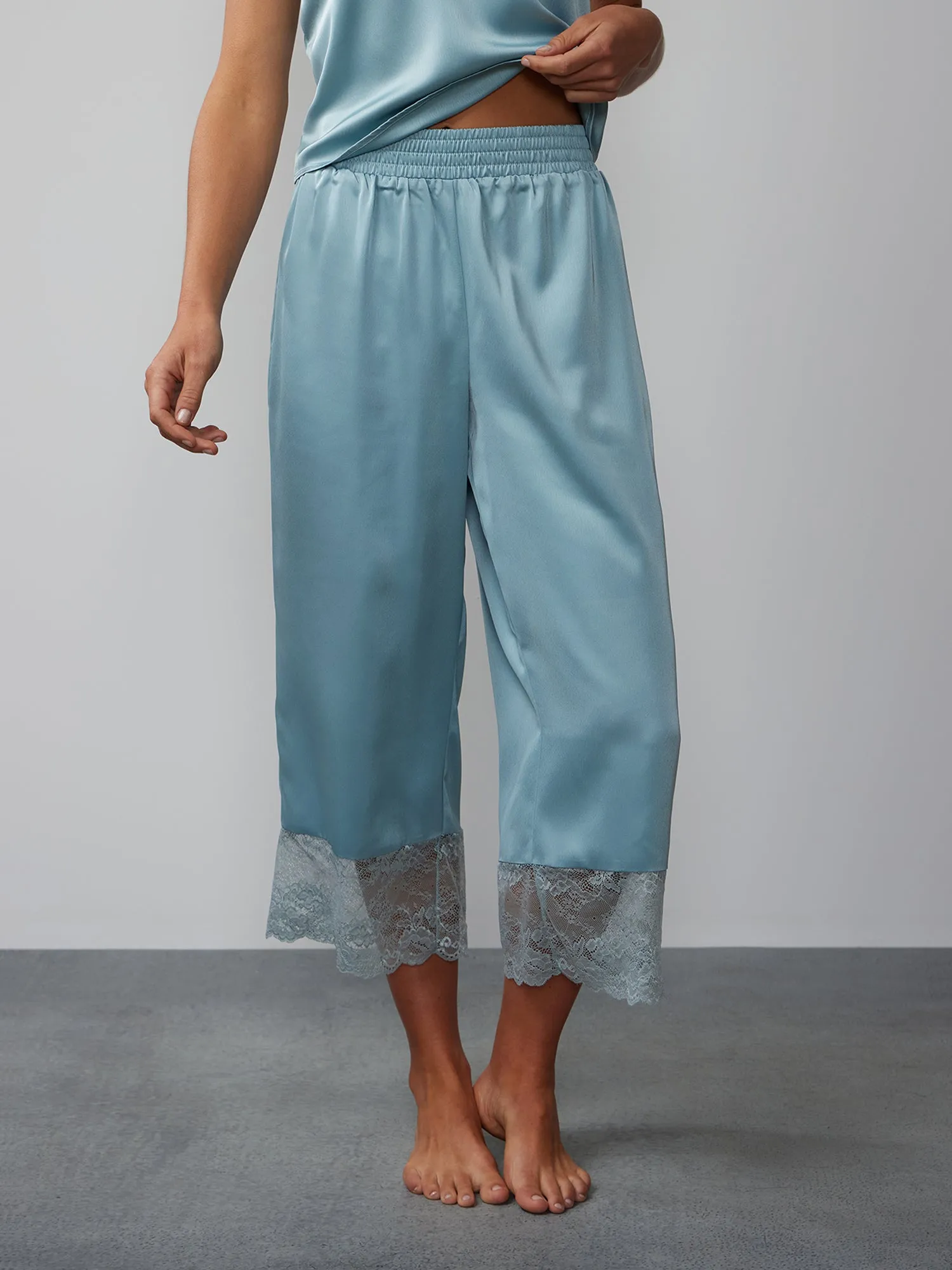 Lace Hem Wide Leg Pajama Pant