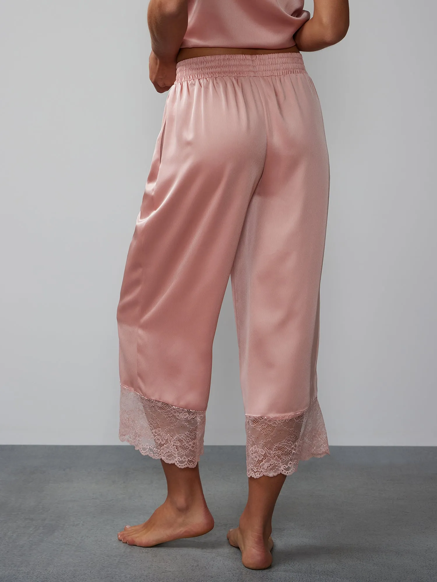 Lace Hem Wide Leg Pajama Pant