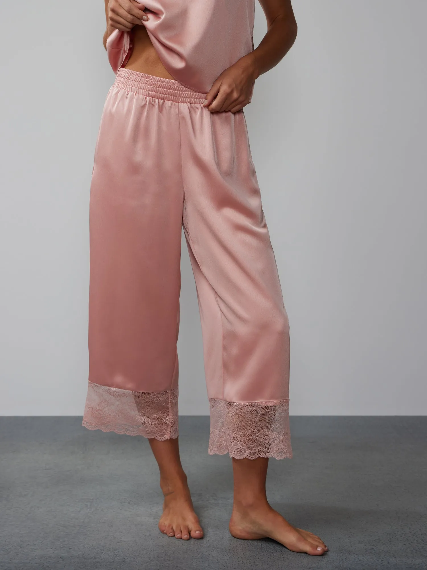 Lace Hem Wide Leg Pajama Pant