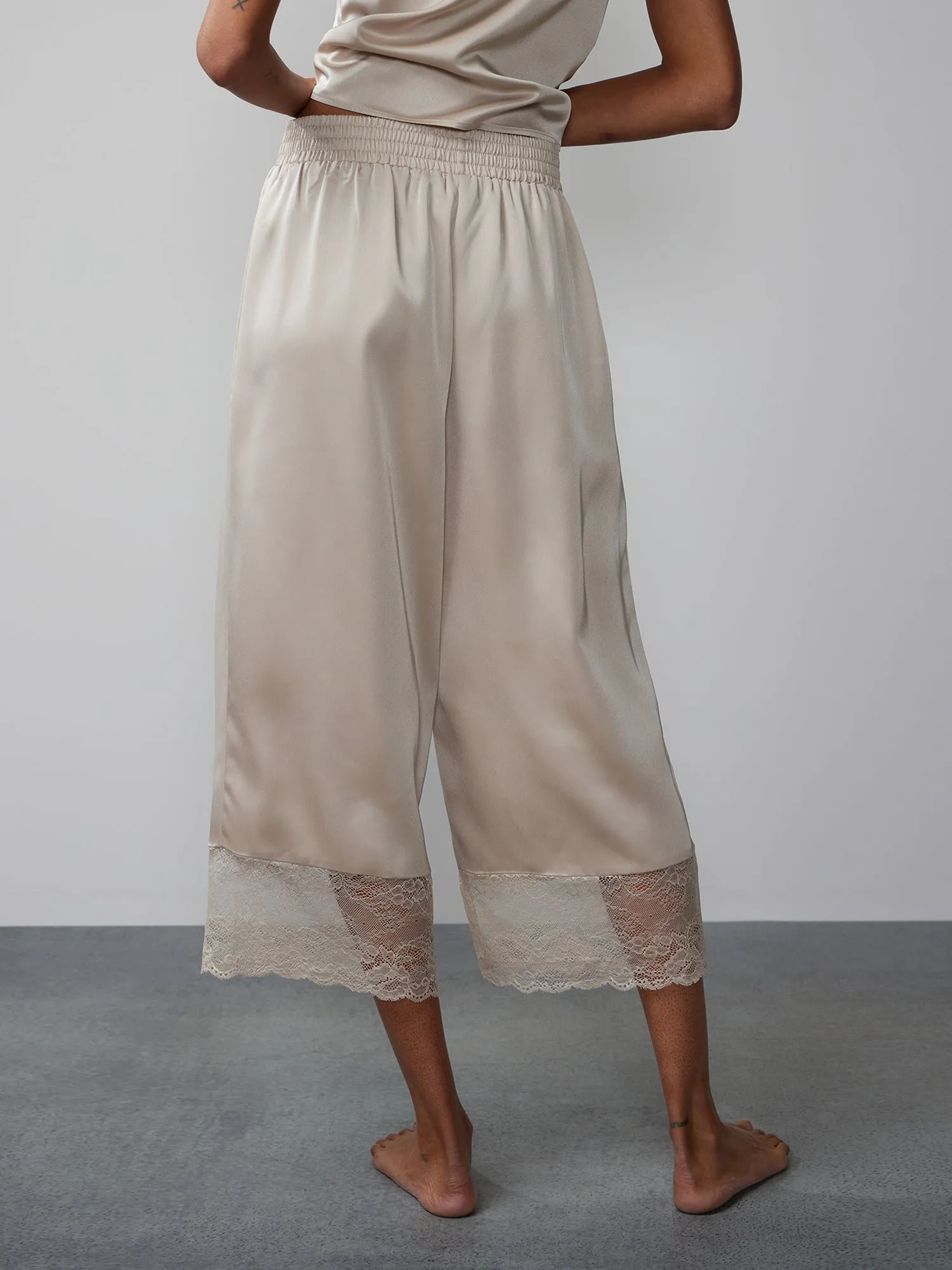 Lace Hem Wide Leg Pajama Pant