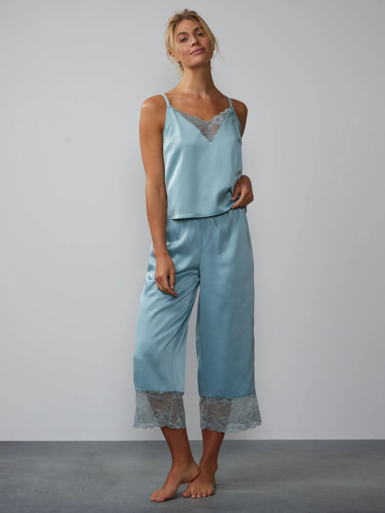 Lace Hem Wide Leg Pajama Pant