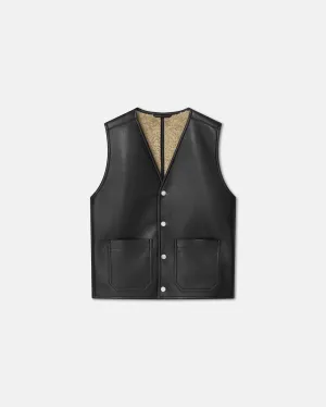 Leevi - Reversible Bonded Shearling Vest - Cornstalk/Black