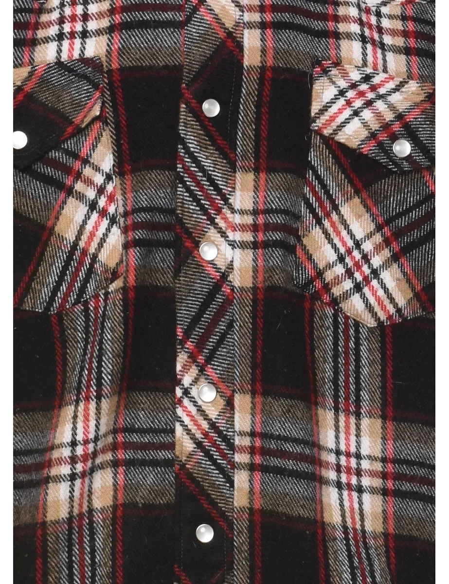 Long Sleeved Multi-Colour Flannel Checked Shirt - L