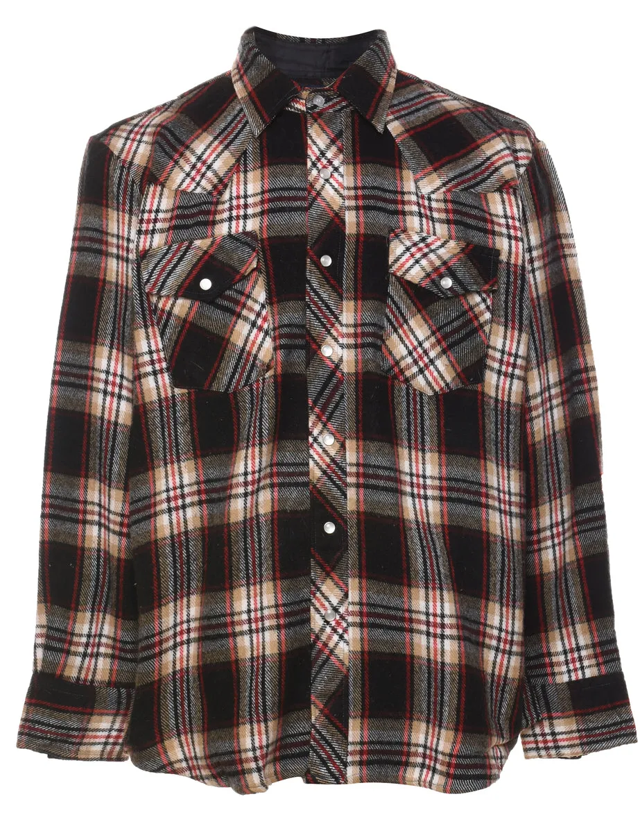 Long Sleeved Multi-Colour Flannel Checked Shirt - L