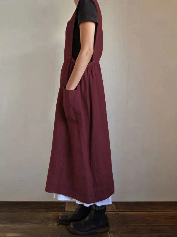 Loose Cotton And Linen Sleeveless Maxi Dress