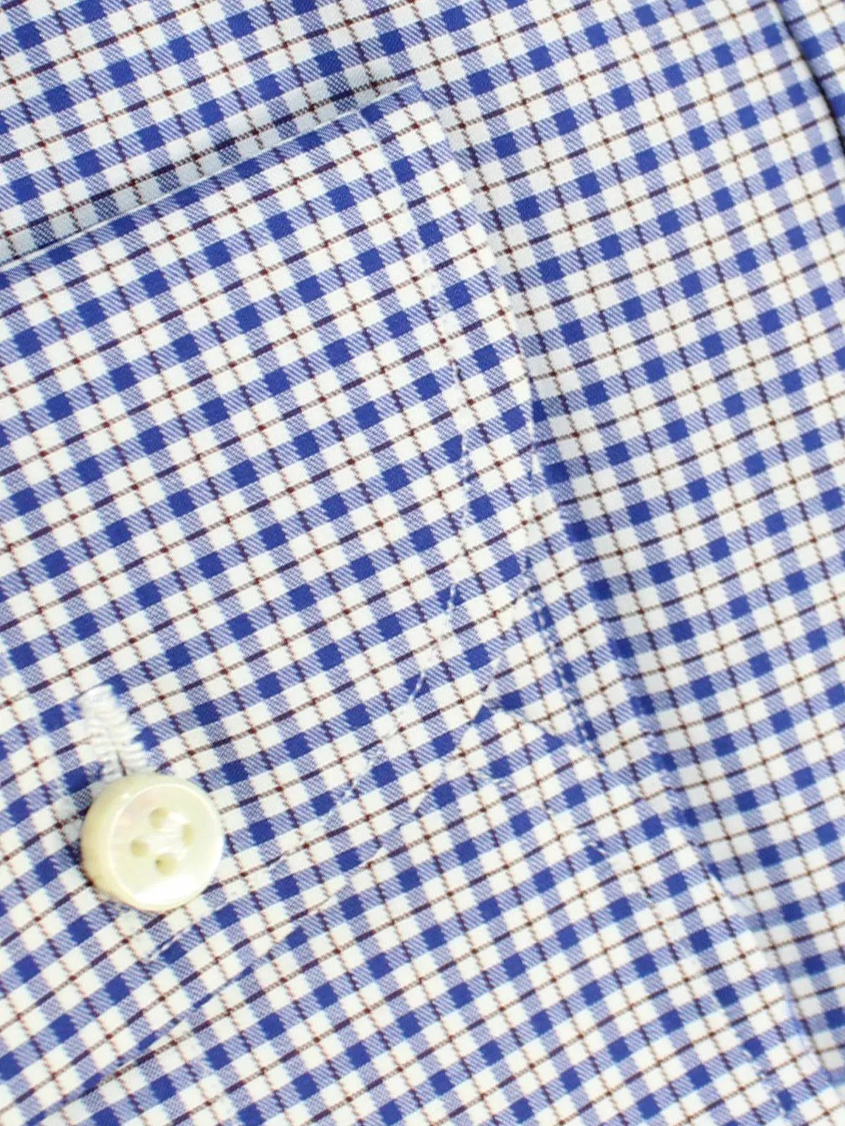 Luigi Borrelli Dress Shirt ROYAL COLLECTION White Brown Royal Blue Tattersall Check 38 - 15 REDUCED SALE