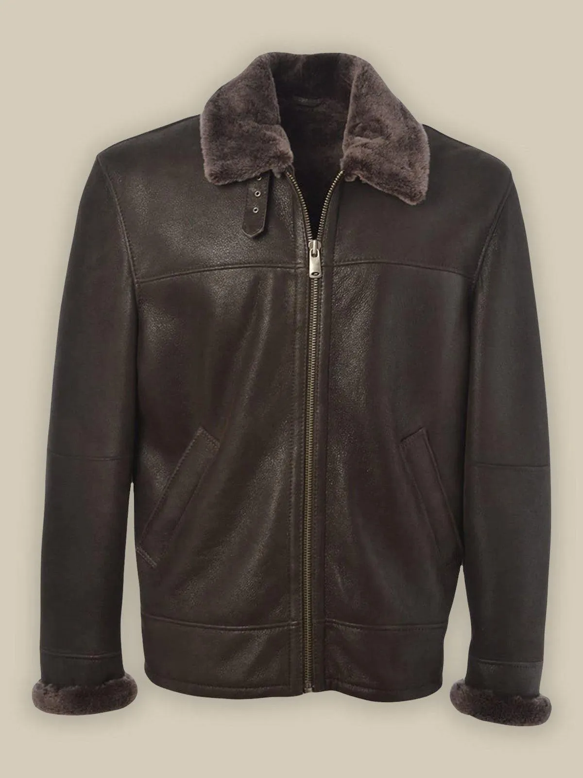 Men's Brown Shearling Bomber Leather Jacket