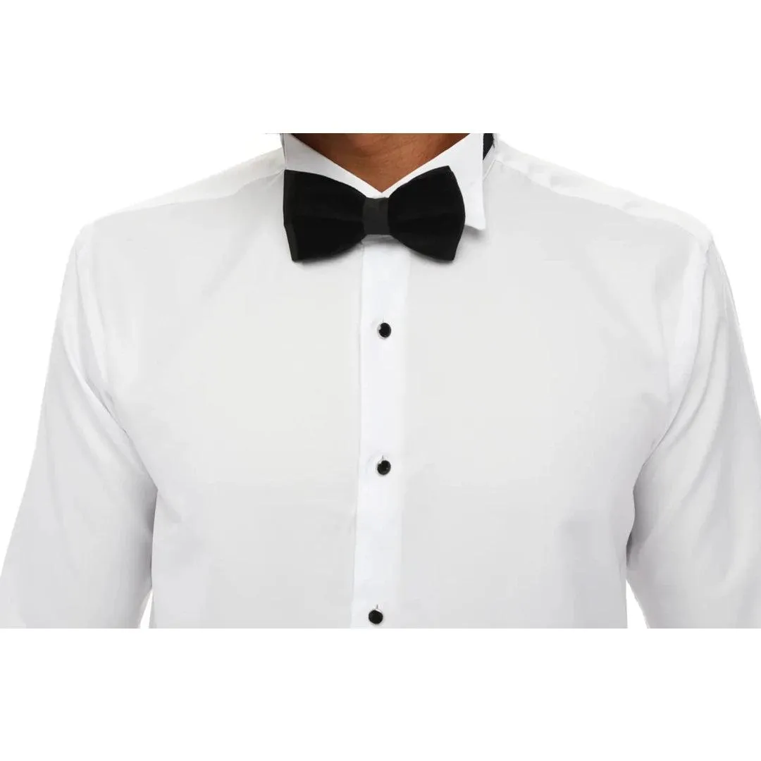 Mens Wing Collar Shirt Tuxedo White Double Cuff Dinner Classic