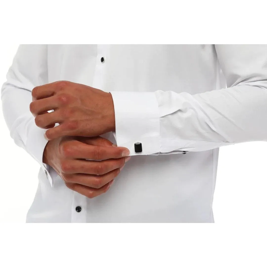 Mens Wing Collar Shirt Tuxedo White Double Cuff Dinner Classic