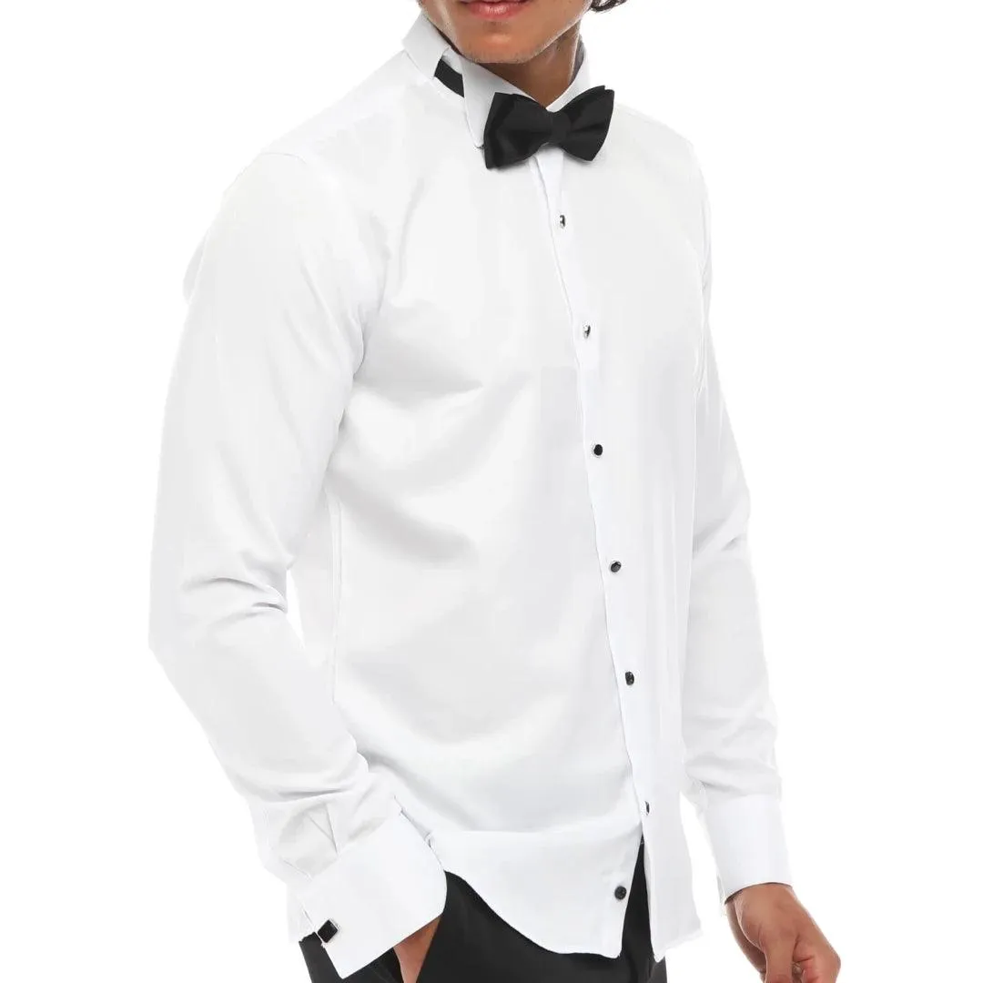 Mens Wing Collar Shirt Tuxedo White Double Cuff Dinner Classic