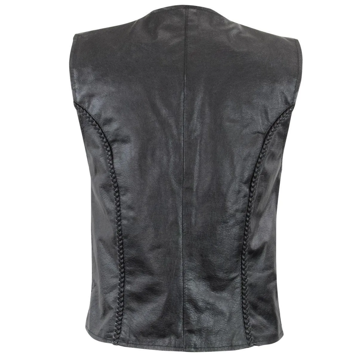 Milwaukee Leather XS1246 Ladies Black 'Braided' Classic Leather Vest