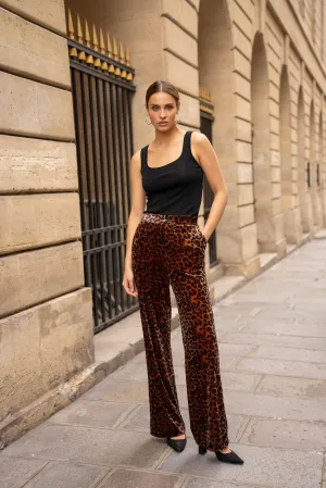 Natasha Velvet Pants - Leopard