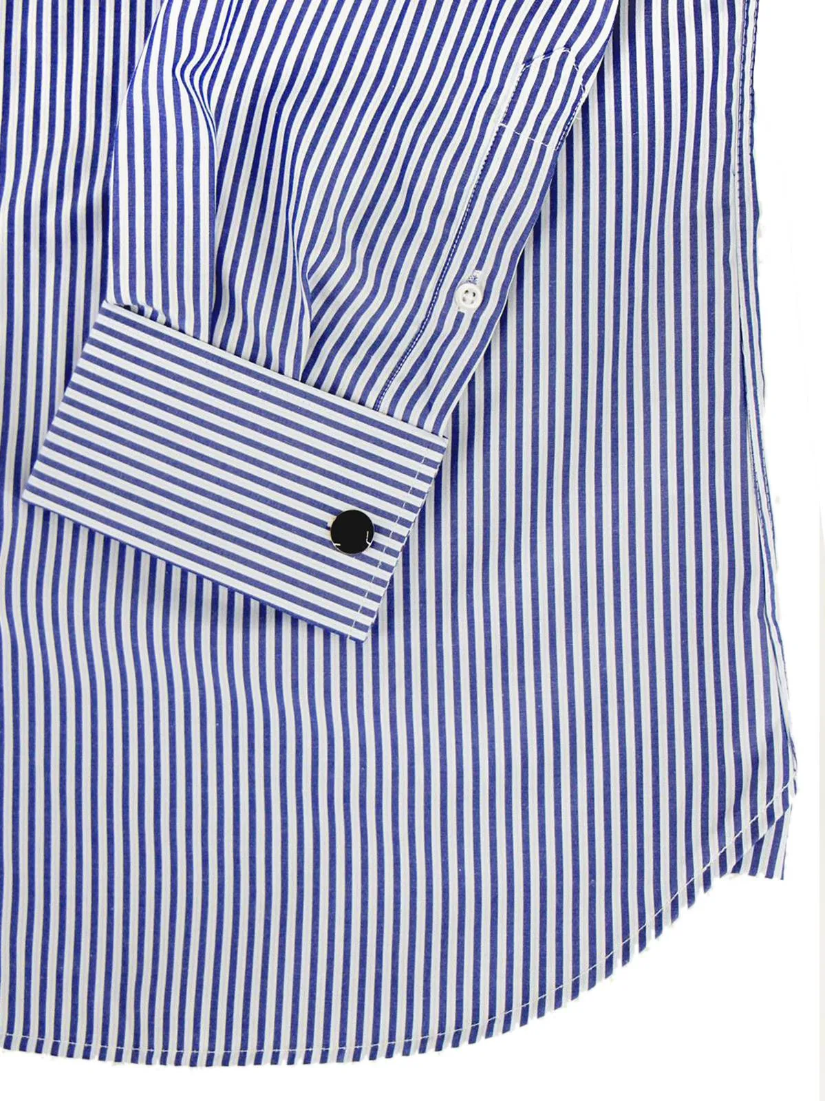 Navy Blue Heathfield Stripe Forties Spearpoint Collar Shirt