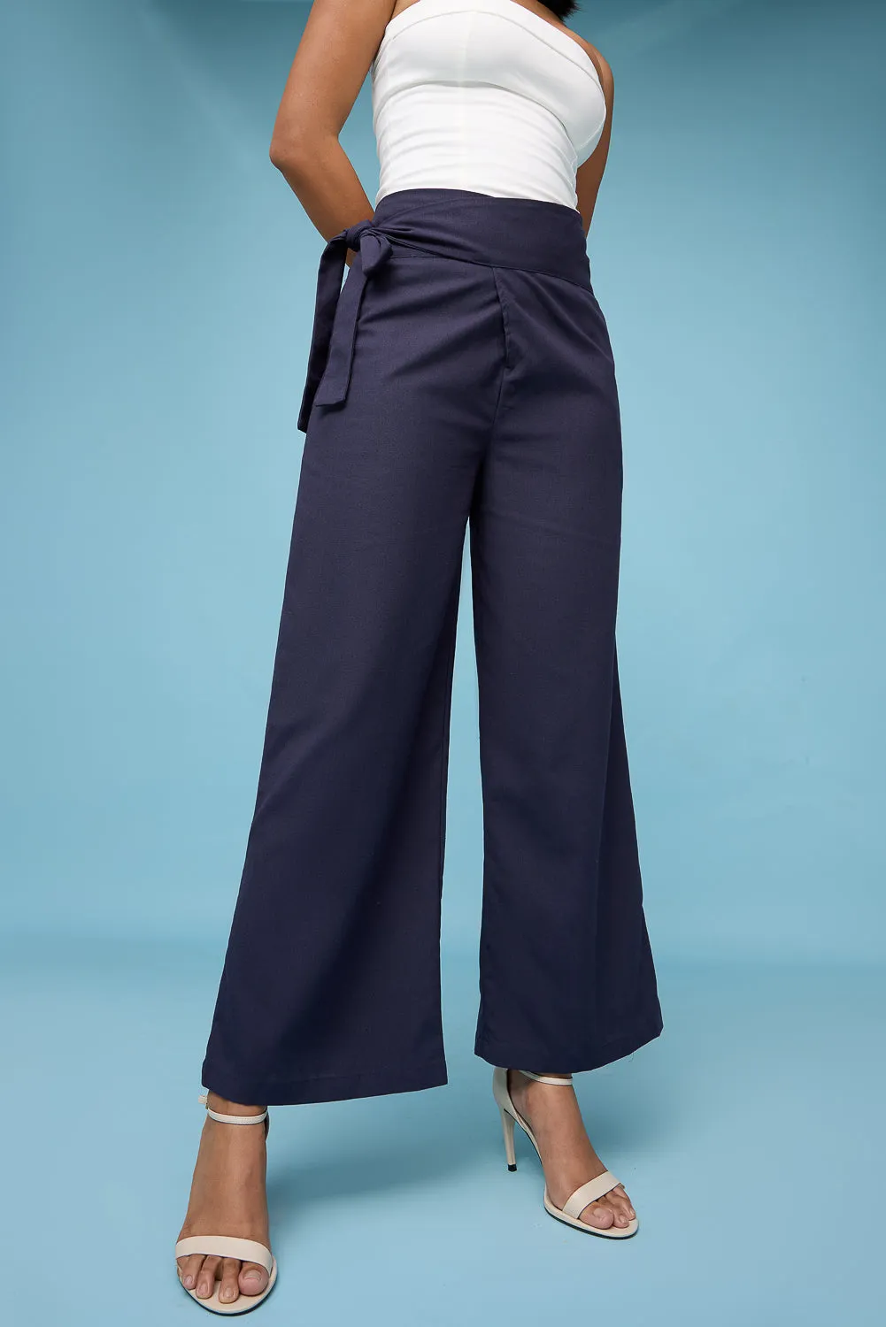 Navy Blue Wrap Around Korean Pants