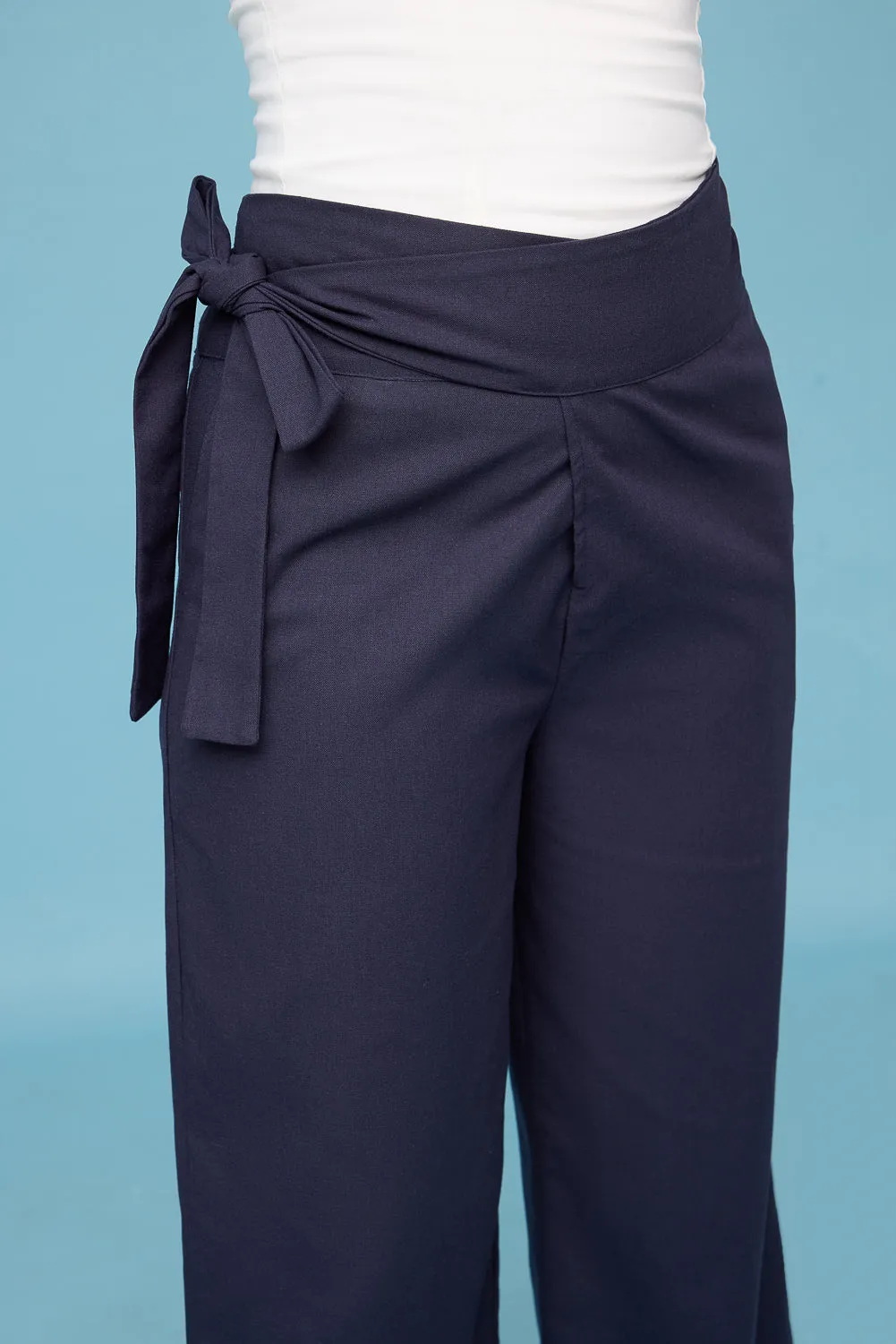 Navy Blue Wrap Around Korean Pants