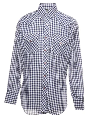 Navy Checked Classic Western Shirt - M