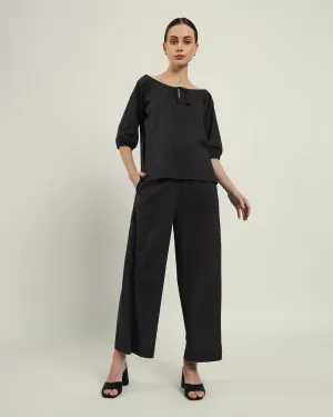 Pants Matching Set- Black Effortless BowtNeck