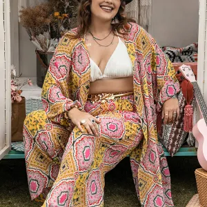 PLUS SIZE Kimono & Pants Matching Set