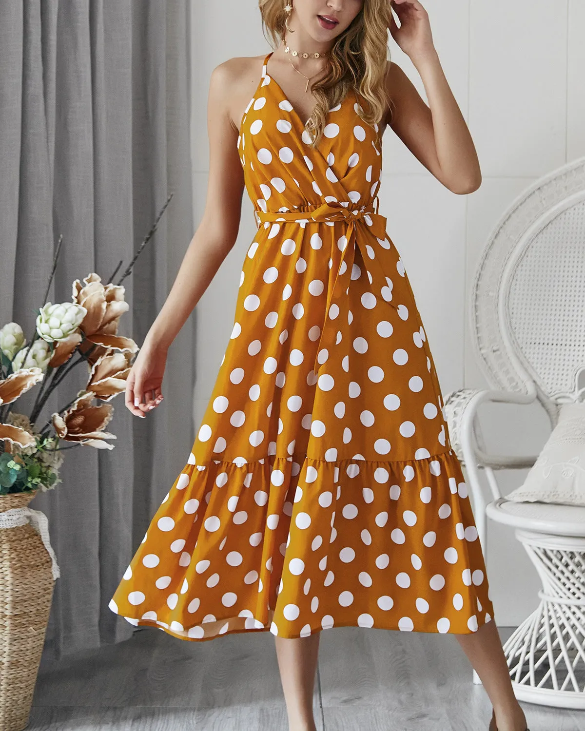 Polka Dot Sling Beach Swing Dress