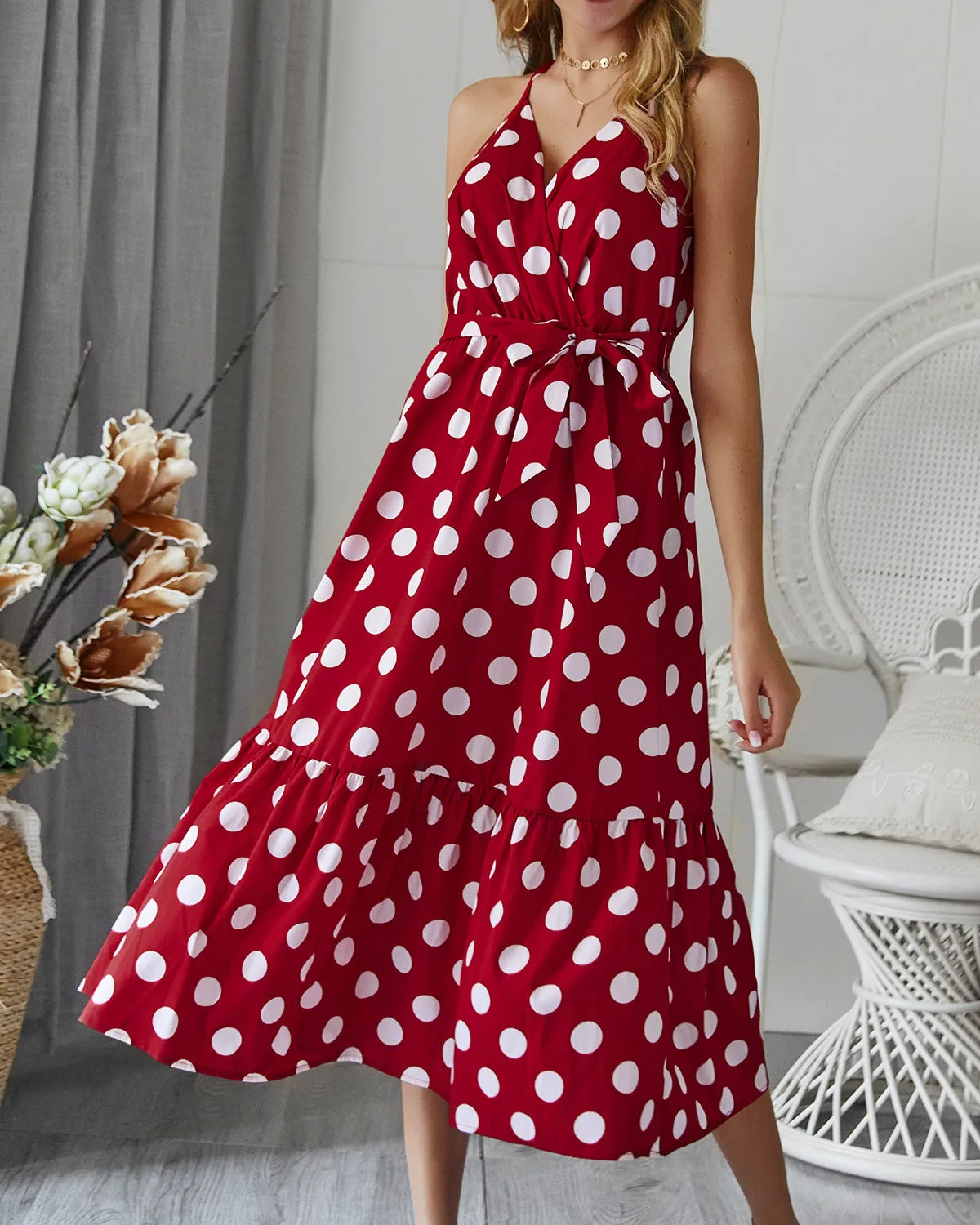 Polka Dot Sling Beach Swing Dress