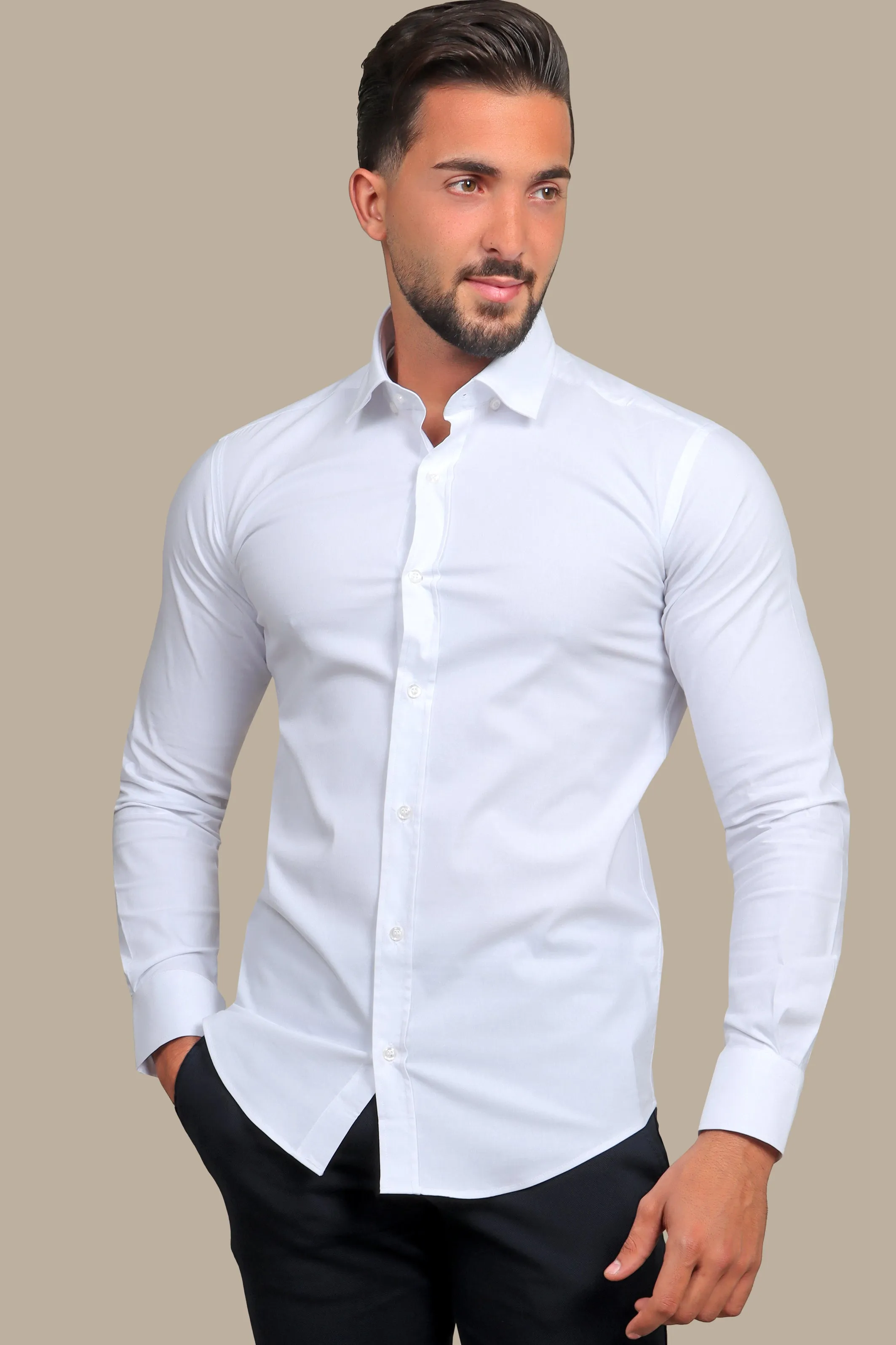 Pure Elegance: Classic White Lycra Shirt