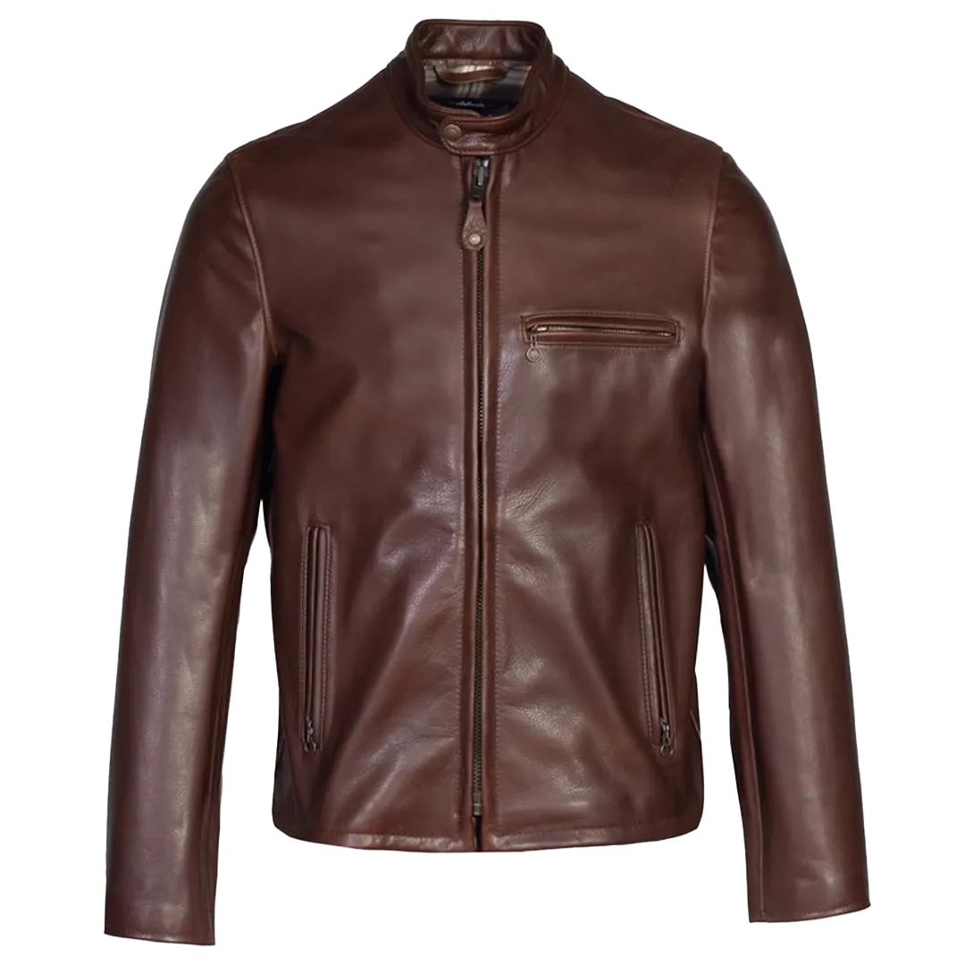 Schott NYC - 530 - Cafe Racer Leather Jacket - Brown